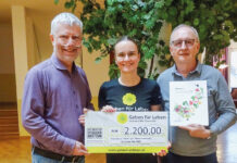 Spendenübergabe an „GEBEN FÜR LEBEN“ im Wittlinger Therapiezentrum.