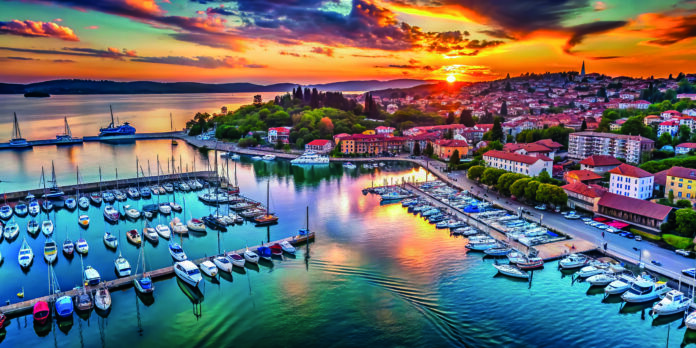 Portoroz Harbor Slovenia: Stunning Aerial View, Yacht Marina, Ad