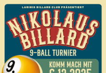 Der LBC Kössen lädt ein zum 1. NIKOLAUS Hobby Billardturnier